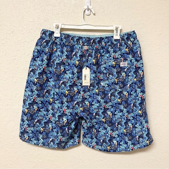 NWT Peter Millar Swim Trunks Mens Size XL Blue Print Seaside Collection Lined - Picture 4 of 8